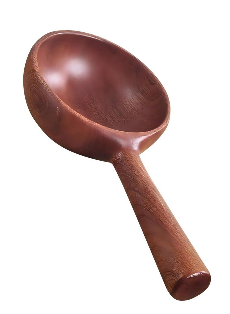 Long Handle Wooden Water Ladle Scoop Natural Wood Water Dipper Shampoo Rinser Cup Soup Ladle Multipurpose Water Scoop For Kitchen Bathroom Garden - Image 1