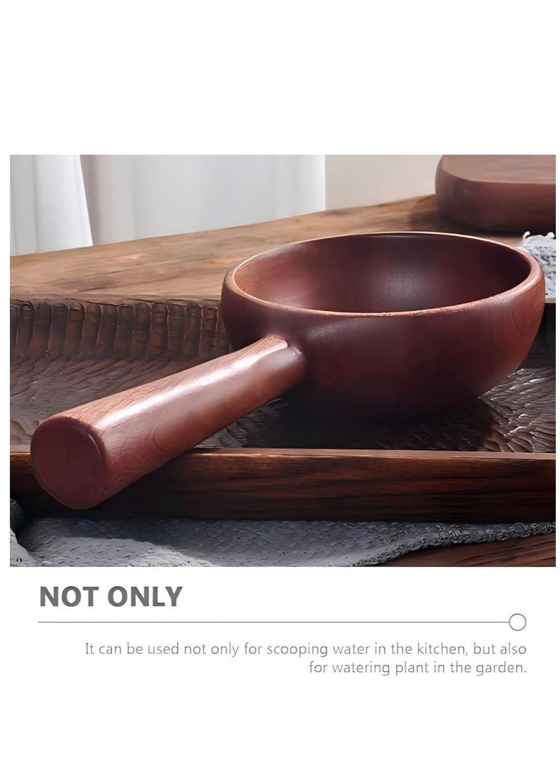 Long Handle Wooden Water Ladle Scoop Natural Wood Water Dipper Shampoo Rinser Cup Soup Ladle Multipurpose Water Scoop For Kitchen Bathroom Garden - Image 4