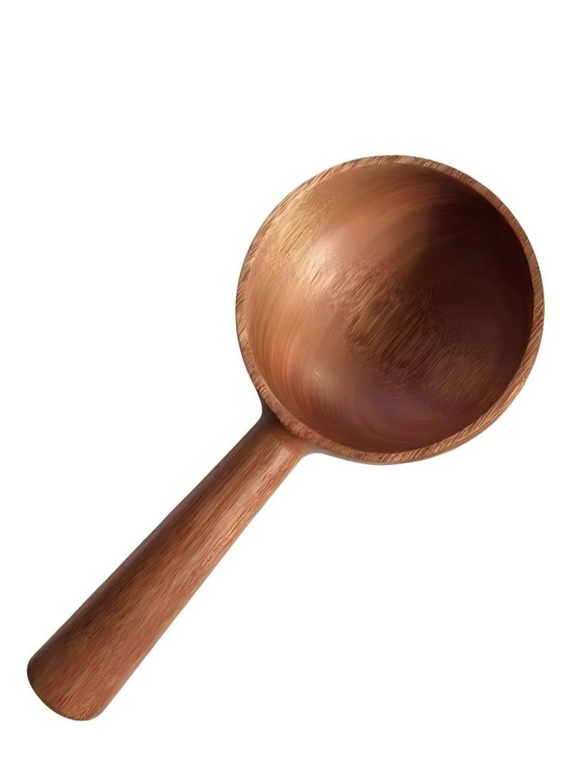 Long Handle Wooden Water Ladle Scoop Natural Wood Water Dipper Shampoo Rinser Cup Soup Ladle Multipurpose Water Scoop For Kitchen Bathroom Garden  - Image 2