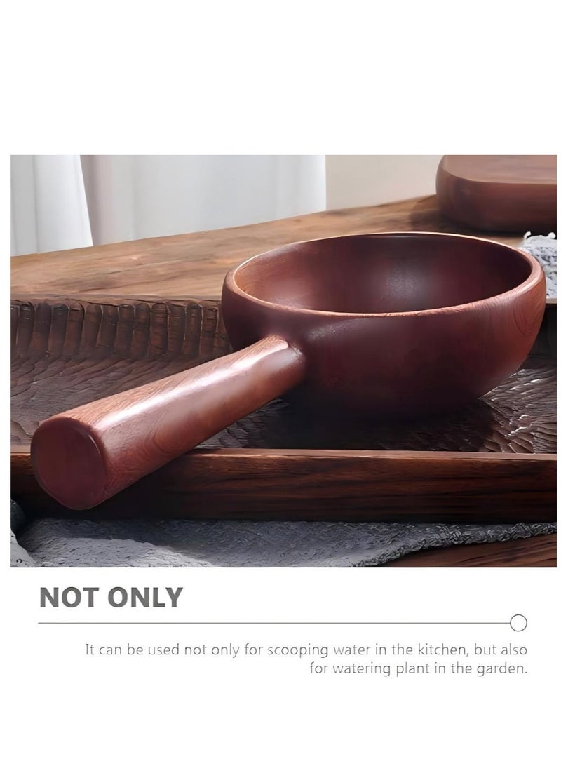 Long Handle Wooden Water Ladle Scoop Natural Wood Water Dipper Shampoo Rinser Cup Soup Ladle Multipurpose Water Scoop For Kitchen Bathroom Garden  - Image 4