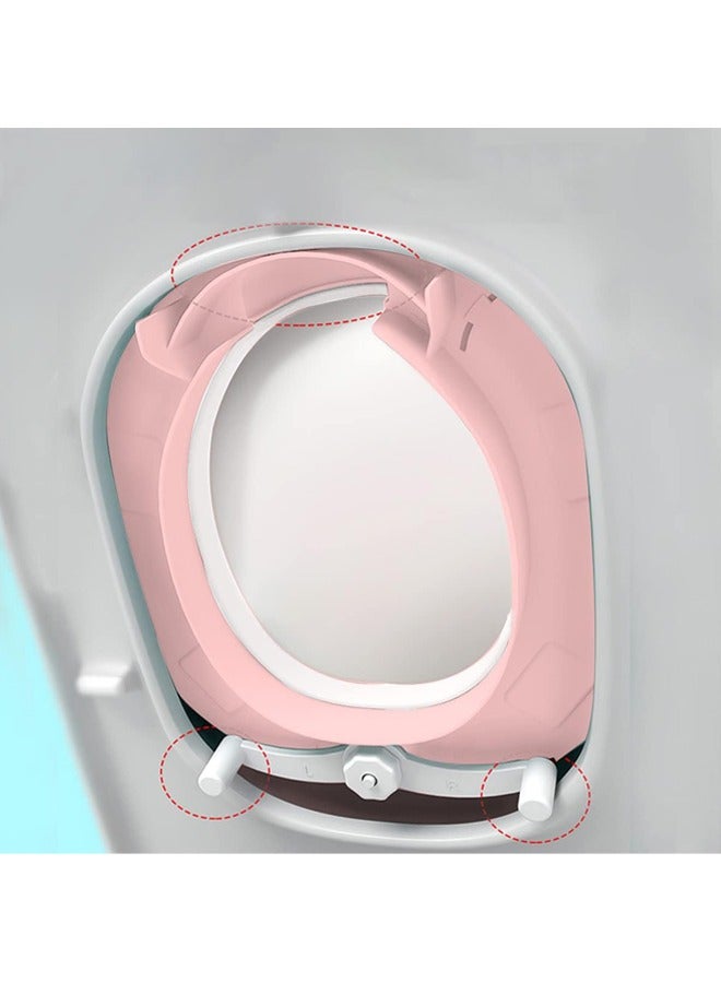 Arabest Child Safety Baby Toilet Seat, Toilet Training Seat, Suitable for Round and Oval Toilets, High Splash Protection, Handle and Backrest, Suitable for Boy and Girl Aged 1-8 Years (Pink) - Image 4