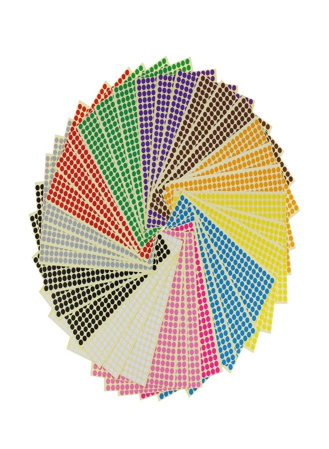 LJY 6mm Round Dot Stickers Color Coding Labels, 12 Different Assorted Colors, 36 Sheets, 14688 Dots in Total - Image 1