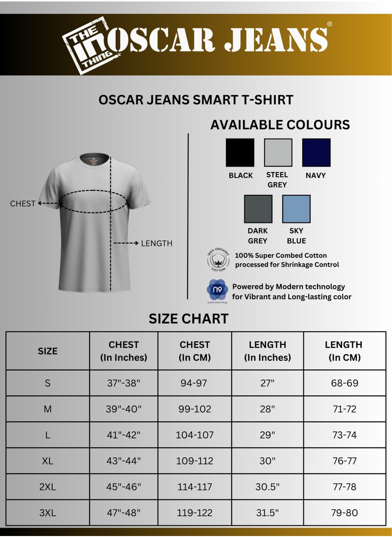 OSCAR JEANS 3 Pack Premium Men's T-Shirt 100% Organic Cotton Super Combed Biowash Crew Neck Soft Breathable 180 GSM  - Image 3