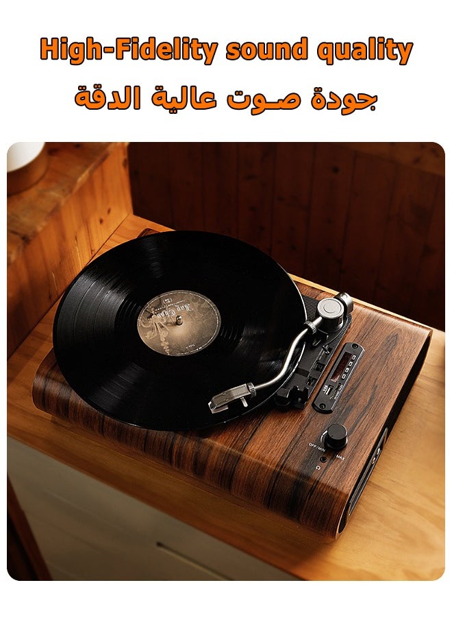 مي فازا - مشغل تسجيل الفينيل - بطارية مدمجة قابلة لإعادة الشحن - جرامافون ريترو - فونوغراف LP - مشغل ريترو - مكبر صوت هاي فاي مدمج - بلوتوث، راديو FM، مدخل AUX، تشغيل قرص U، تشغيل بطاقة SD - Image 1