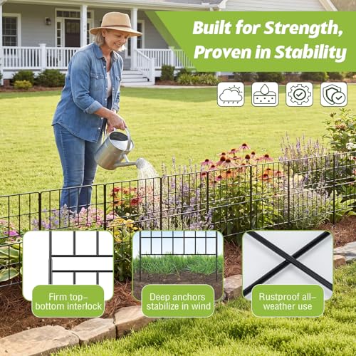 HIHADUUM 31.5 Inch(H) X 10 Ft(L) Decorative Garden Fence, 7 Pack Tall Fence Fencing Panels, Metal Wire Border No Dig Fencing Animal Barrier for Dog, Flower Edging for Yard Landscape Patio Outdoor Decor - Image 2