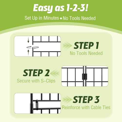 HIHADUUM 31.5 Inch(H) X 10 Ft(L) Decorative Garden Fence, 7 Pack Tall Fence Fencing Panels, Metal Wire Border No Dig Fencing Animal Barrier for Dog, Flower Edging for Yard Landscape Patio Outdoor Decor - Image 4