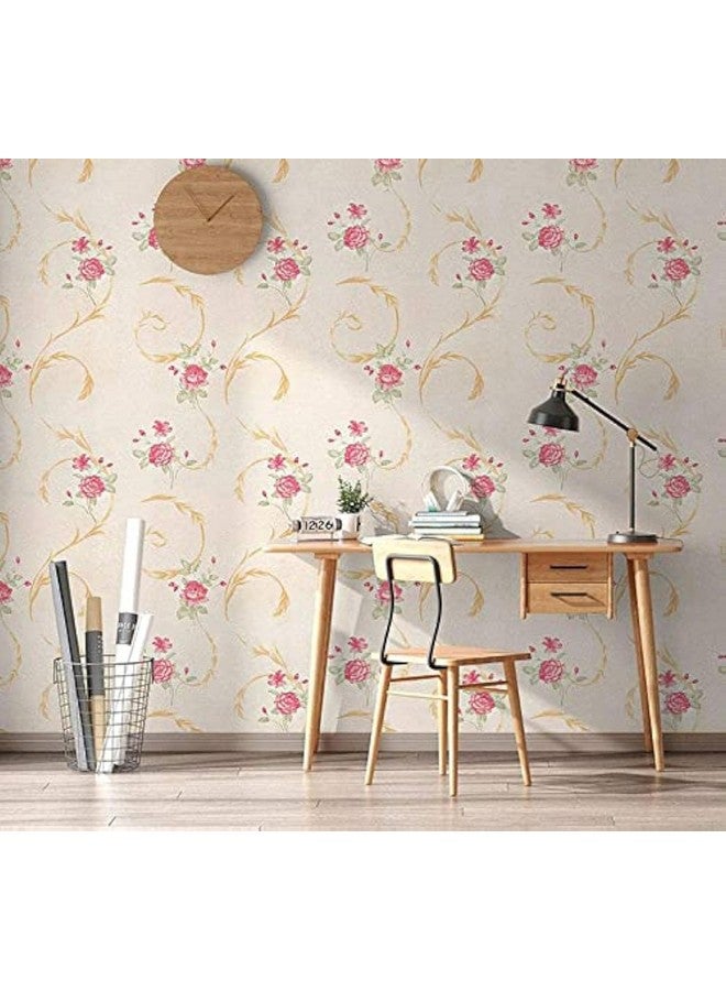 التعارف ورق حائط ذاتي اللصق قابل للإزالة واللصق من ANNACREATIONS مقاس 45 × 305 سم (وردي وردي) - Image 1