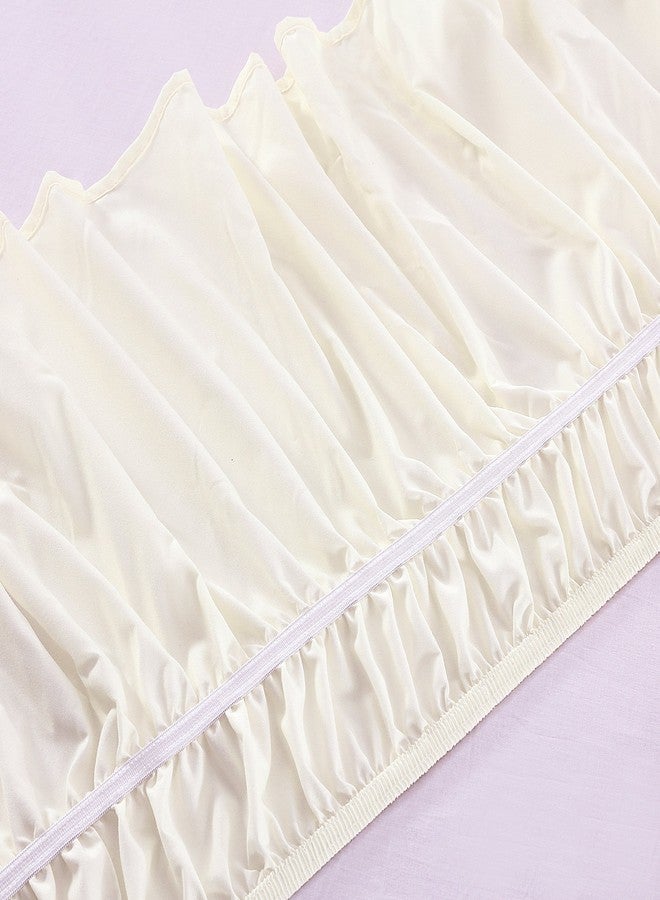 MEILA Wrap Around Bed Skirt Three Fabric Sides Elastic Dust Ruffled 18 Inch Tailored Drop,Easy to Install Fade Resistant-Ivory, Queen/King - Image 5