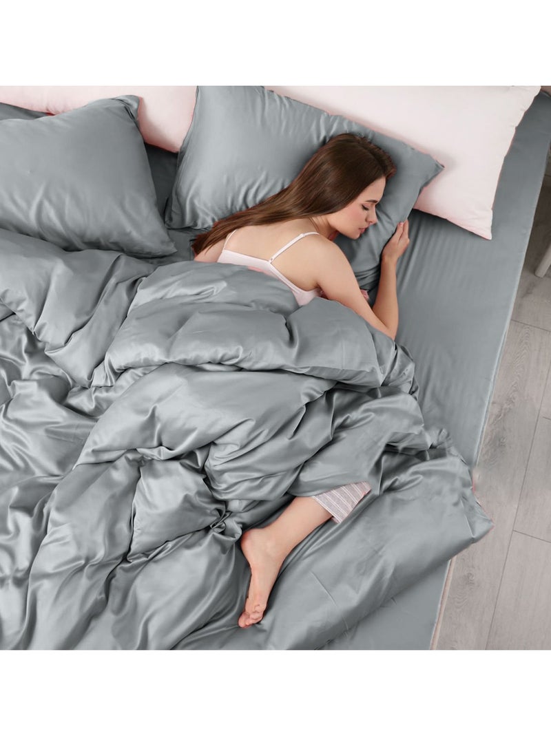 LuxHome Luxury Satin Line Bedsheet and Pillowcase Set – Hotel-Quality Breathable Cotton Bedding, Satin Finish, Soft and Luxurious – Flat Bedsheet 275x275cm with 2 Pillowcases 46x69cm, Sedona Sage - Image 4