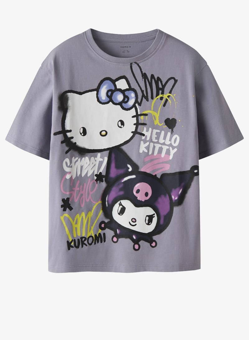 NAME IT Kids Hello Kitty Graphic Crew Neck T-Shirt - Image 3