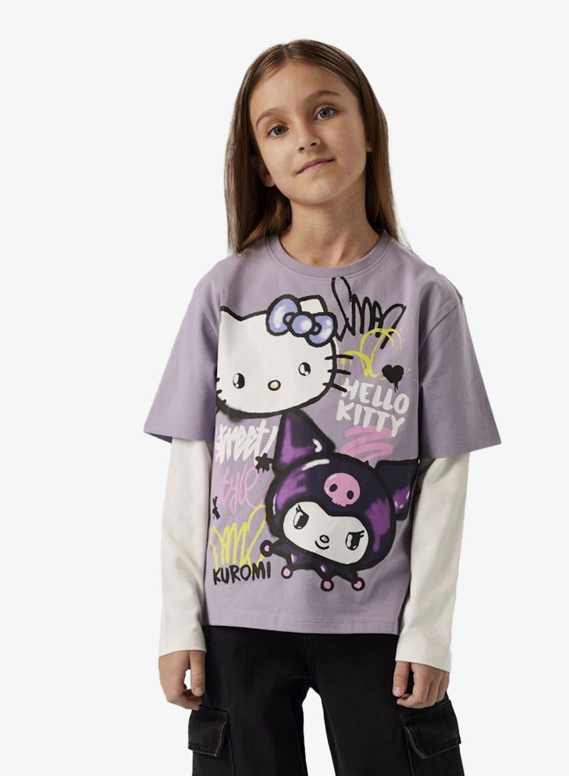 NAME IT Kids Hello Kitty Graphic Crew Neck T-Shirt - Image 1