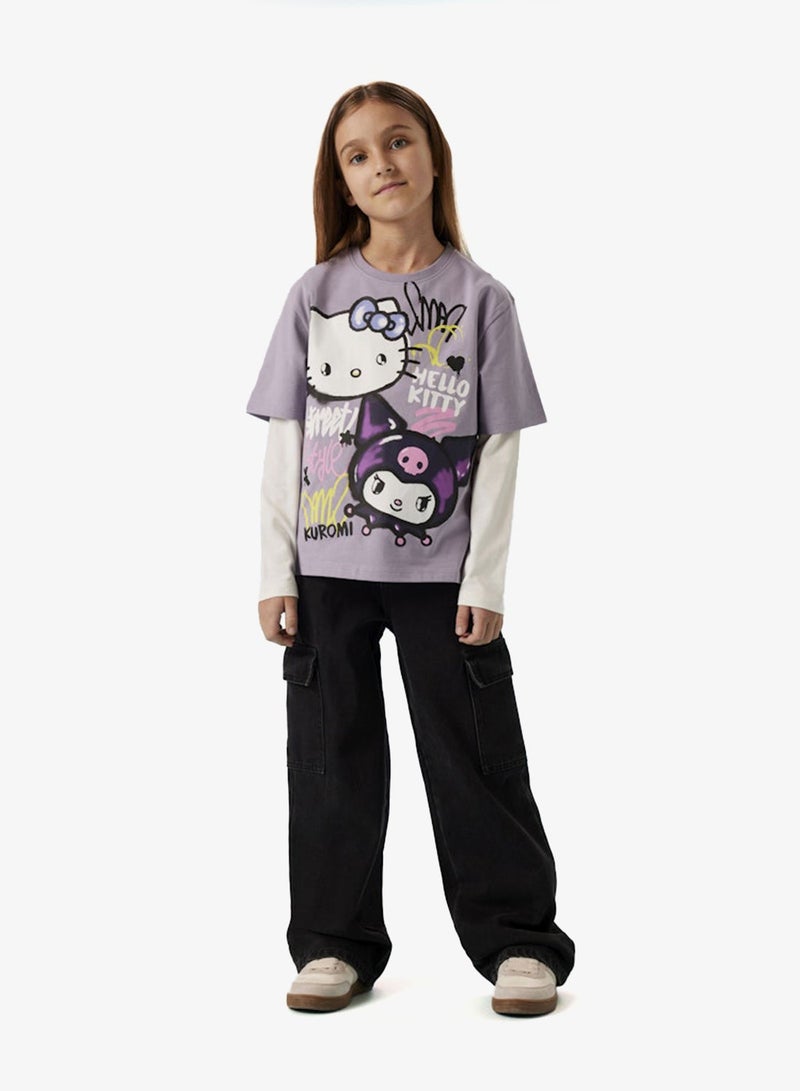 NAME IT Kids Hello Kitty Graphic Crew Neck T-Shirt - Image 2