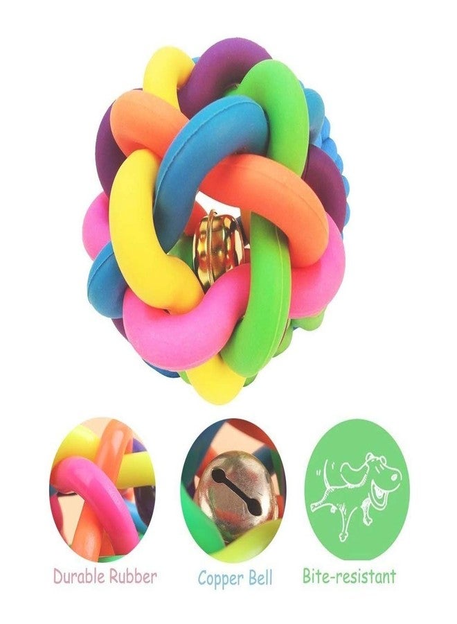 PETLICIOUS & MORE كرة منسوجة بألوان قوس قزح من بيتليشوس آند مور مع جرس داخلي للكلاب والجراء - صغيرة - Image 3