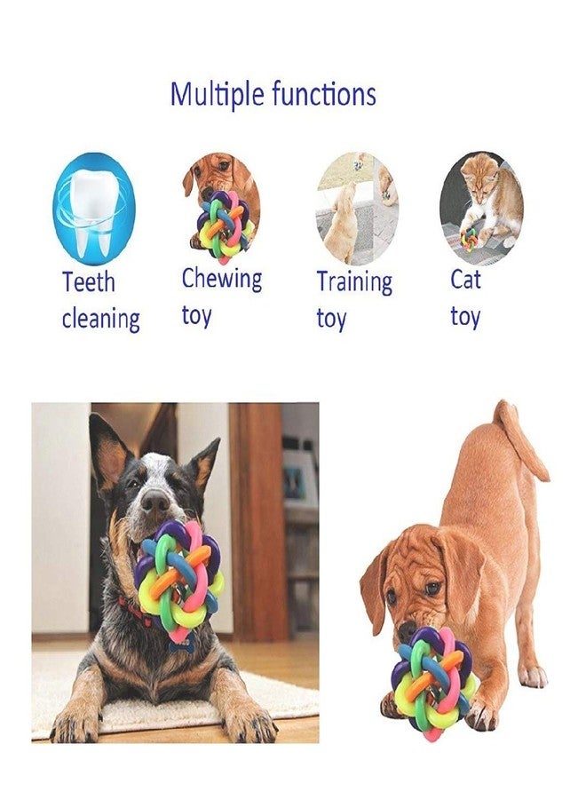 PETLICIOUS & MORE كرة منسوجة بألوان قوس قزح من بيتليشوس آند مور مع جرس داخلي للكلاب والجراء - صغيرة - Image 5