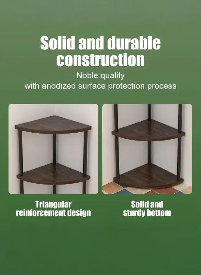 والالا رف زاوية طويل بستة طبقات - منظم تخزين قائم بذاته، رف كتب زاوية عصري وحامل عرض لغرفة المعيشة، غرفة النوم، المكتب المنزلي، المطبخ - تصميم سهل التركيب، بني، 30×30×152 سم - Image 2