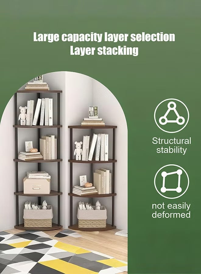والالا رف زاوية طويل بستة طبقات - منظم تخزين قائم بذاته، رف كتب زاوية عصري وحامل عرض لغرفة المعيشة، غرفة النوم، المكتب المنزلي، المطبخ - تصميم سهل التركيب، بني، 30×30×152 سم - Image 3