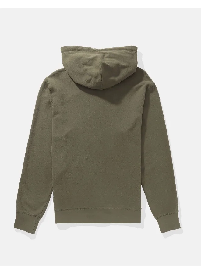American Eagle AE Fleece Logo Graphic Zip-Up Hoodie
