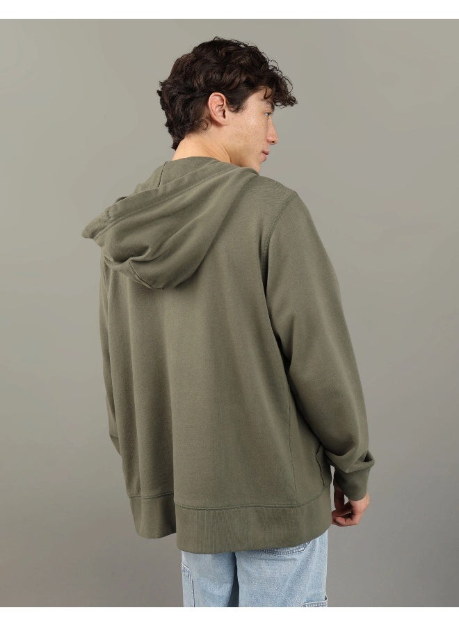 American Eagle AE Fleece Logo Graphic Zip-Up Hoodie - Image 4