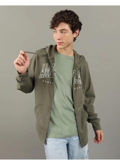 American Eagle AE Fleece Logo Graphic Zip-Up Hoodie  - Image 1