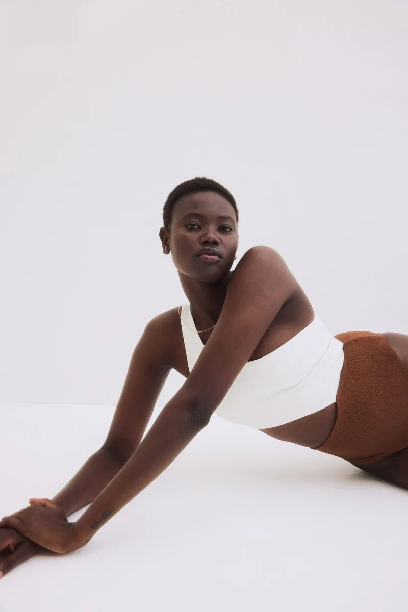 H&M Padded-cup High Leg One-shoulder swimsuit
