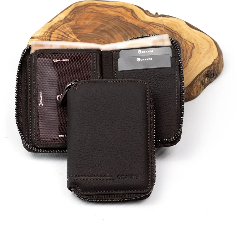 غراندي 7771 Genuine Leather Card Holder Wallet (with lighter gift)