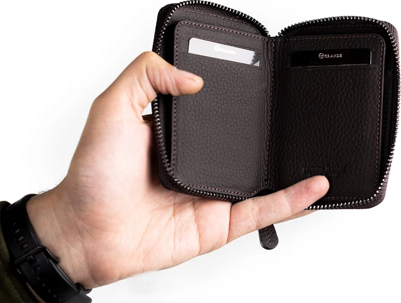 غراندي 7771 Genuine Leather Card Holder Wallet (with lighter gift)