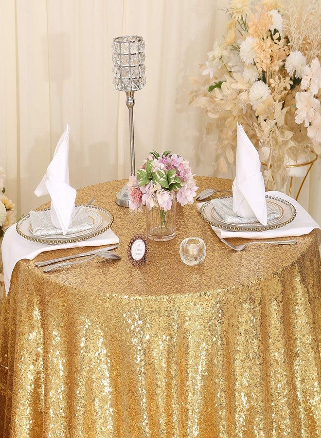 SquarePie Sequin Tablecloth Round Gold 90 Inch Sparkly for Wedding Birthday Party Christmas - Image 5