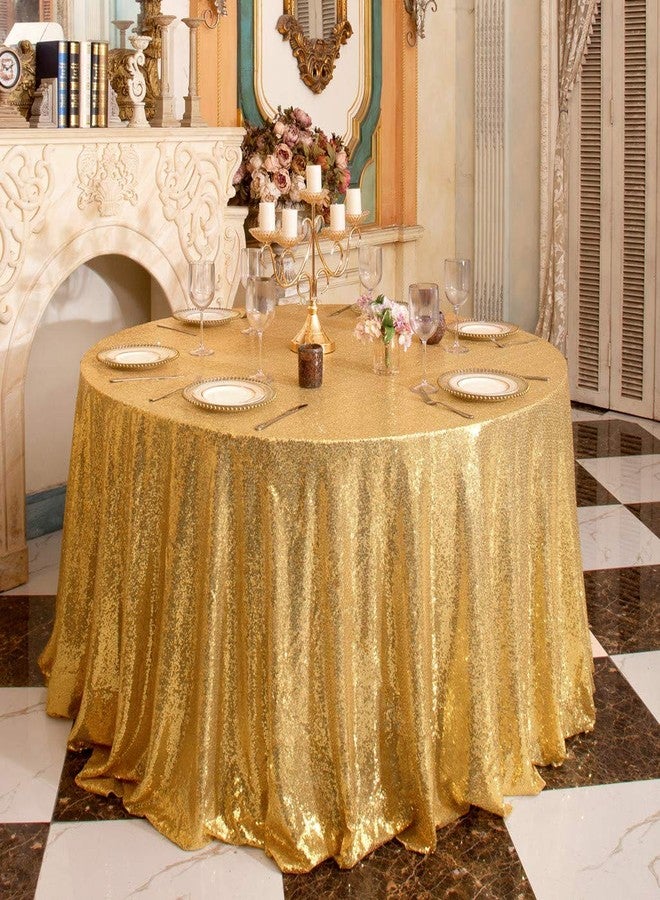 SquarePie Sequin Tablecloth Round Gold 90 Inch Sparkly for Wedding Birthday Party Christmas - Image 2