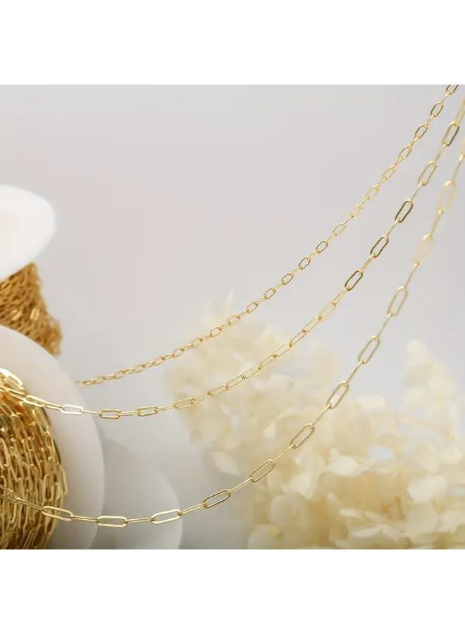 White Gold Plated Copper Paperclip Chain 7 5x3mm Medium Rectangular Link Necklace - Image 3