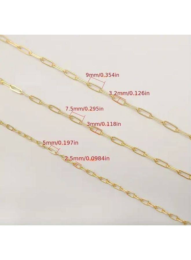 White Gold Plated Copper Paperclip Chain 7 5x3mm Medium Rectangular Link Necklace - Image 4