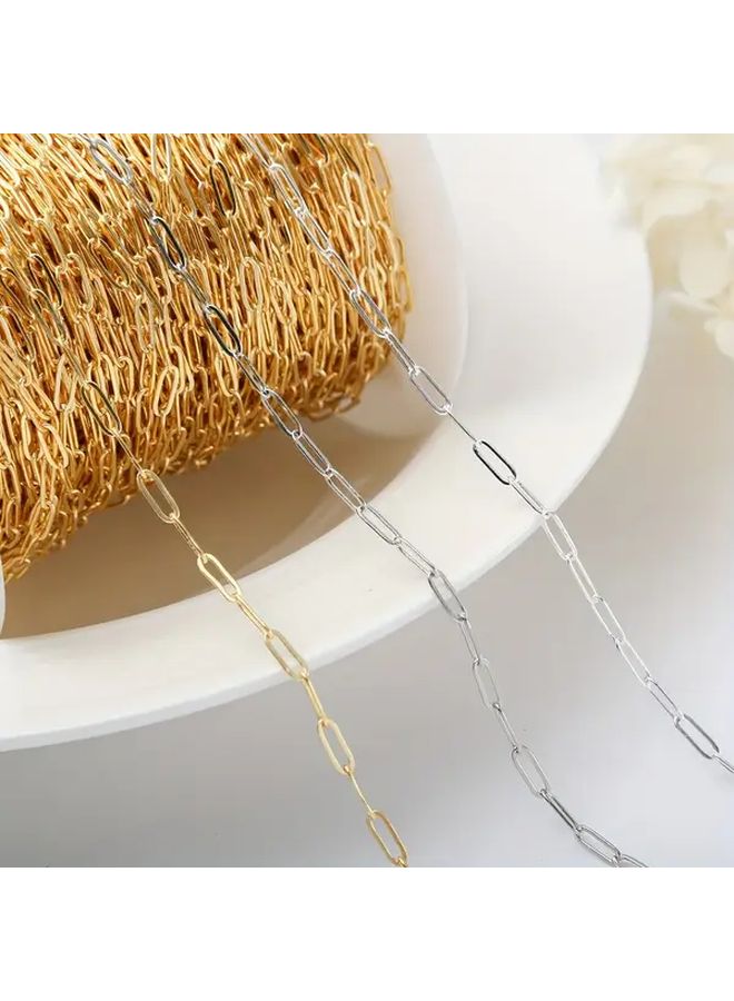 White Gold Plated Copper Paperclip Chain 7 5x3mm Medium Rectangular Link Necklace - Image 5