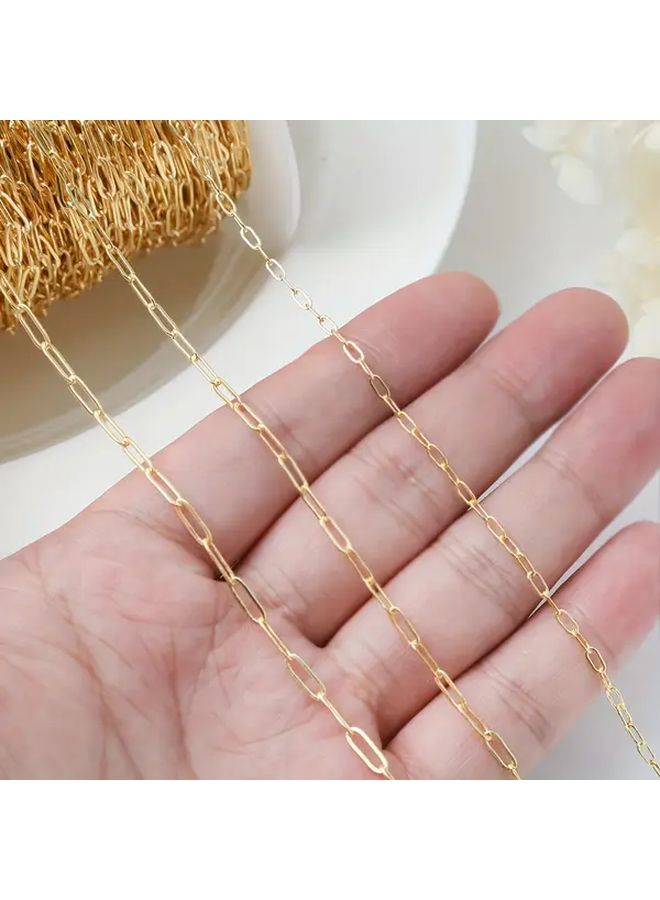 White Gold Plated Copper Paperclip Chain 7 5x3mm Medium Rectangular Link Necklace - Image 2