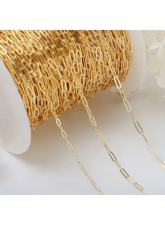 White Gold Plated Copper Paperclip Chain 7 5x3mm Medium Rectangular Link Necklace - Image 1