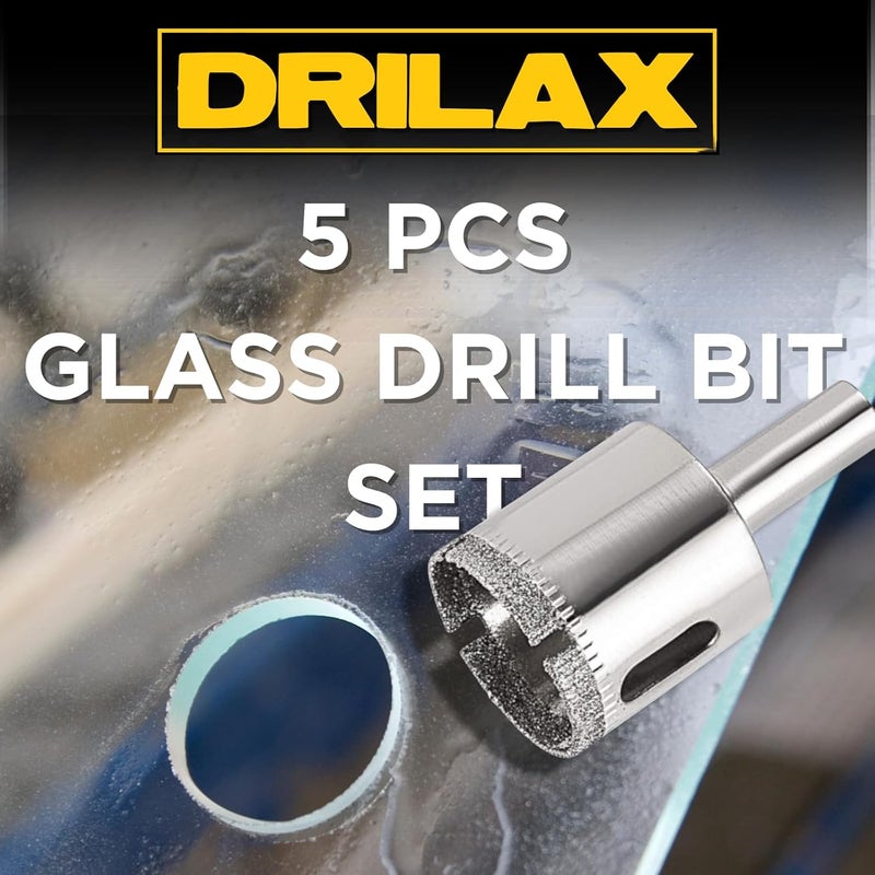 DRILAX 5-Pc Diamond Drill Bits Set (3/8" to 1") | Solid Alloy Steel Hole Saws for Ceramic, Glass, Granite & Tile | 1-1/8" Deep Cut - Image 3