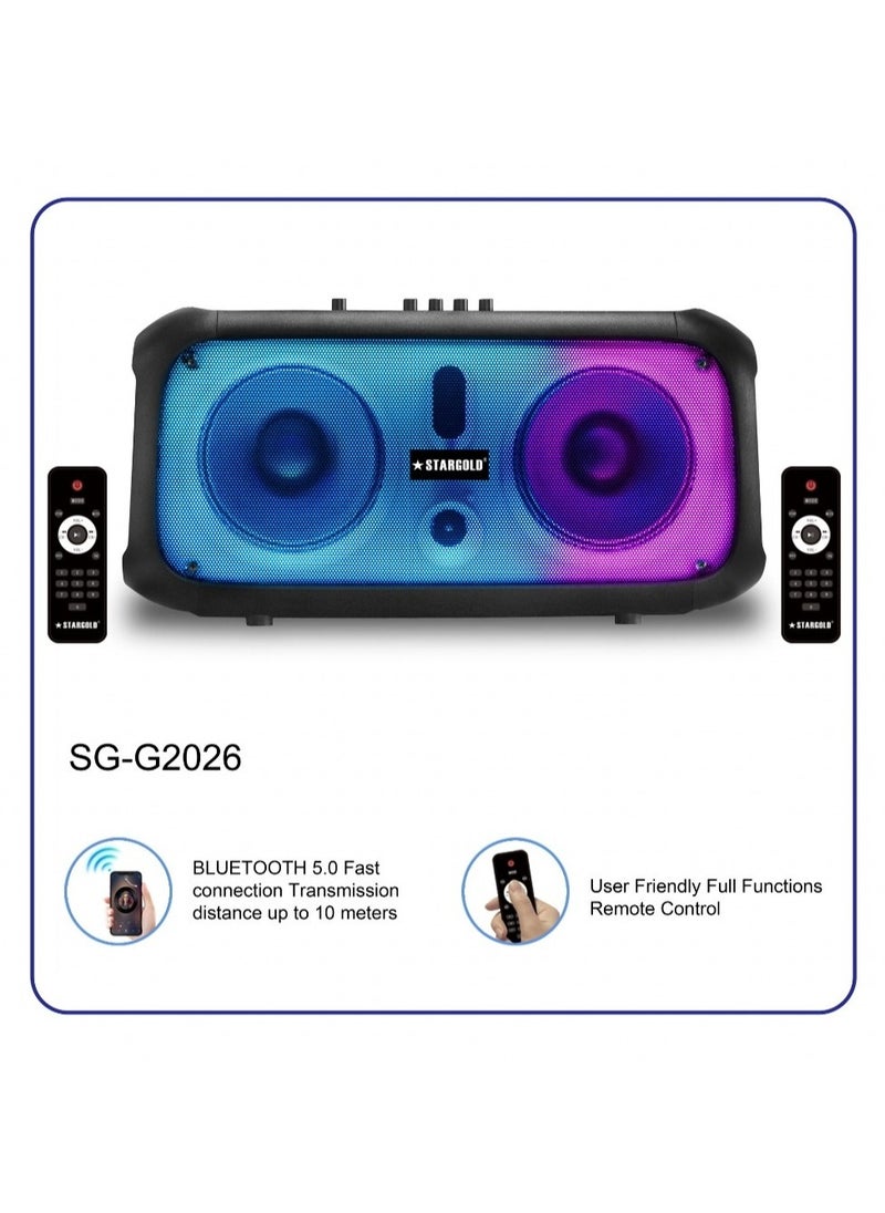 Stargold - SG-G2026 Stereo Speaker with LED Display Wireless Mic and Premium Sound Quality 40W Output with 5000mAh Battery - Image 1