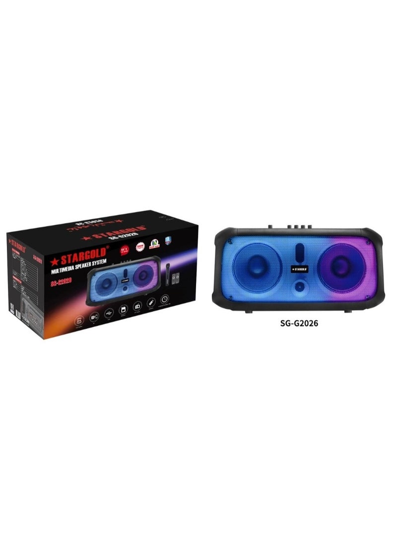 Stargold - SG-G2026 Stereo Speaker with LED Display Wireless Mic and Premium Sound Quality 40W Output with 5000mAh Battery - Image 1