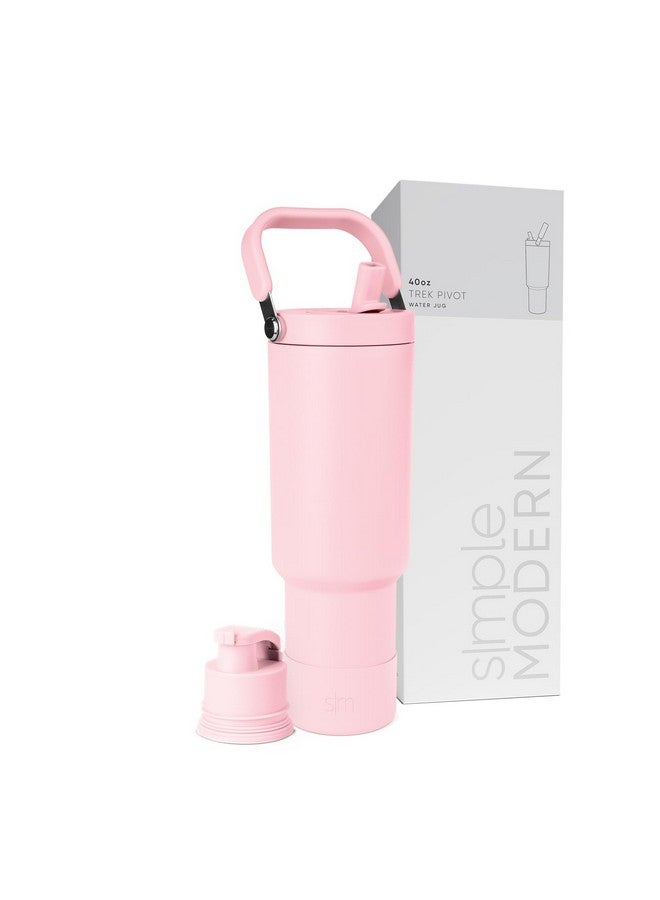 Simple Modern Trek Pivot | 40oz Flip Straw Tumbler with Handle | Water Bottle & Boot | Interchangeable Straw & Chug Lids | Insulated Stainless Steel Jug | Gym Sports Outdoors | Blush - Image 1