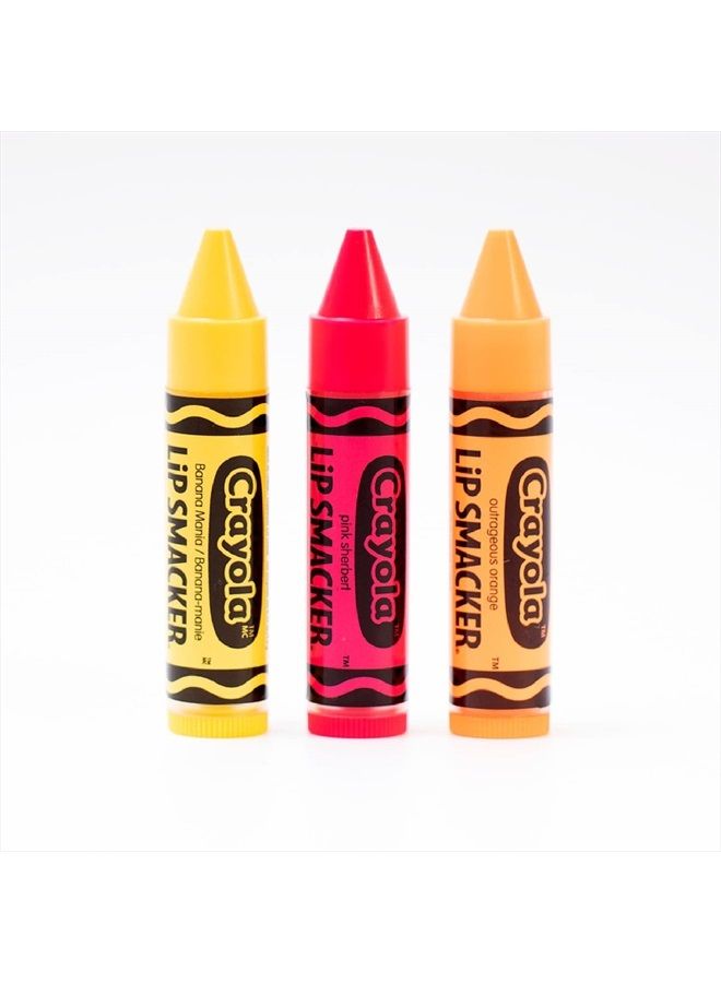Lip Smacker Crayola Crayon Flavored Lip Balm Trio 3-Pack, Banana, Sherbert, Orange, Clear Matte, For Kids, Women, Men - Image 2