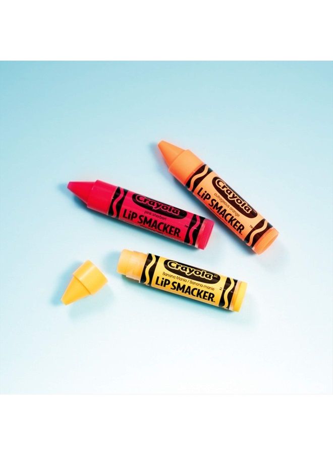 Lip Smacker Crayola Crayon Flavored Lip Balm Trio 3-Pack, Banana, Sherbert, Orange, Clear Matte, For Kids, Women, Men - Image 3