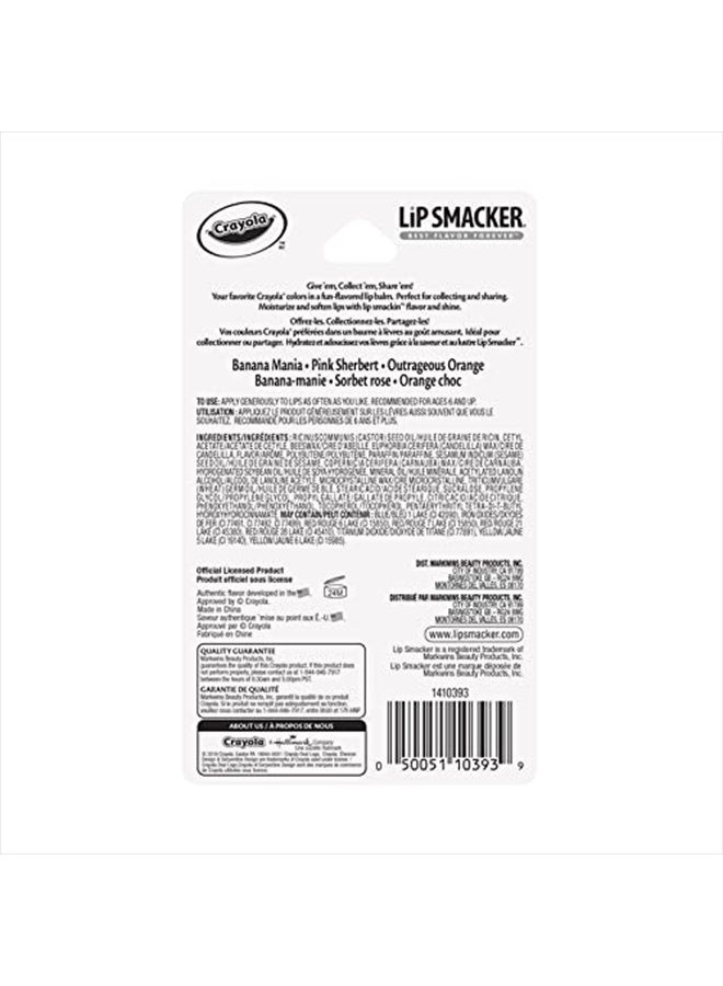Lip Smacker Crayola Crayon Flavored Lip Balm Trio 3-Pack, Banana, Sherbert, Orange, Clear Matte, For Kids, Women, Men - Image 4