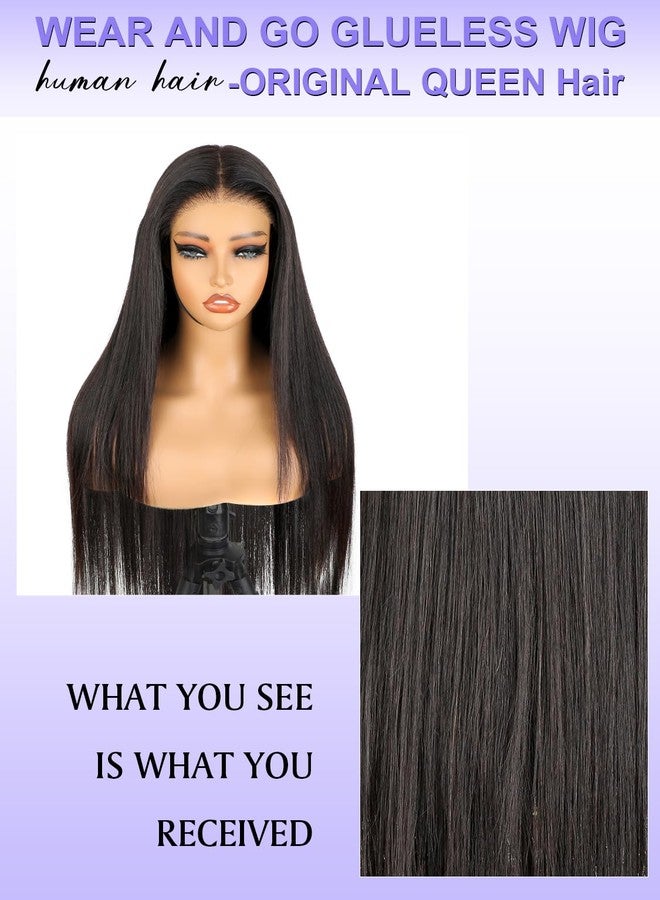 ORIGINAL QUEEN باروكة كوين الأصلية OQ بدون لاصق شعر بشري مقصوصة مسبقًا 24 إنش 5X7 باروكات أمامية مستقيمة للشعر البشري للارتداء والذهاب للنساء - Image 4