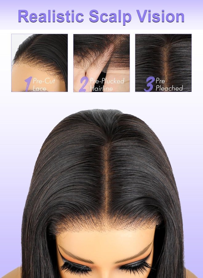 ORIGINAL QUEEN باروكة كوين الأصلية OQ بدون لاصق شعر بشري مقصوصة مسبقًا 24 إنش 5X7 باروكات أمامية مستقيمة للشعر البشري للارتداء والذهاب للنساء - Image 3