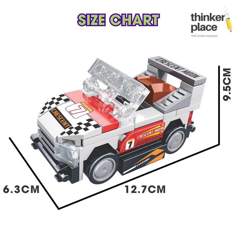 ThinkerPlace مجموعة سيارات سباق 8 في 1 من ثينكر بليس - هلال القمر (100 قطعة) | تعلم عن المركبات الكهربائية | مجموعة مكعبات بناء للأطفال من عمر 6 سنوات فما فوق | لعبة تعليمية STEM | بناء، جمع وابتكار سيارة سباق - Image 5