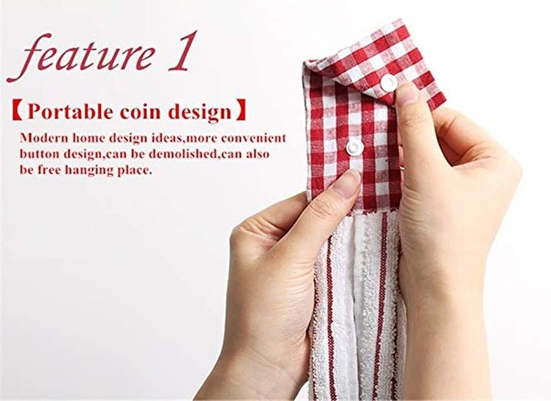 Vimeet 2 Pcs Kitchen Cotton Classical Striped Towel/Absorbent Towel/Hanging Towel/Hand Towel - Image 3