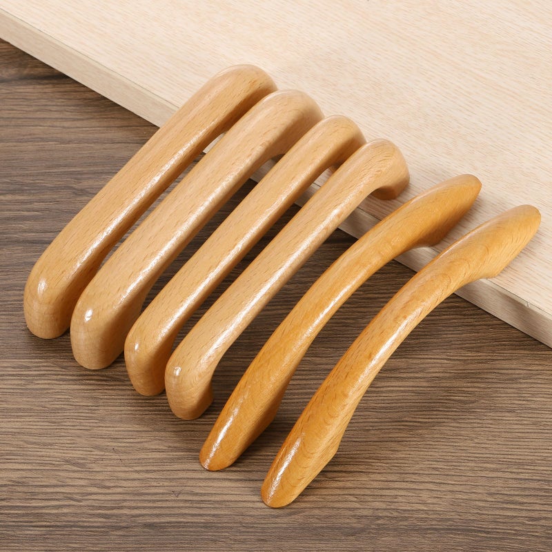 uxcell 5Pcs Wood Drawer Pulls Handles, 96 mm/3.8" Hole Spacing Bridge Shaped Beech Wood Cabinets Drawer Knobs Pull Handles for Kitchen Cabinets Dresser Furniture - Image 5