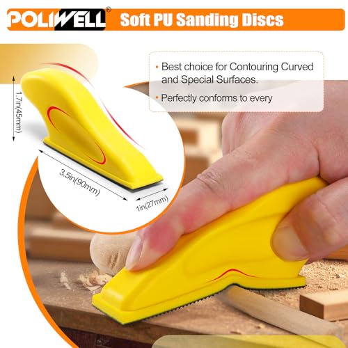 POLIWELL 100 Pcs Hand Sander Kit, 3.5” x 1” Mini Micro Sander for Small Projects, Detail Finger Sanding Block Tools, 80 120 180 240 400 Grit Wet Dry Sandpaper Sheets for DIY Crafts Wood Plastic - Image 4