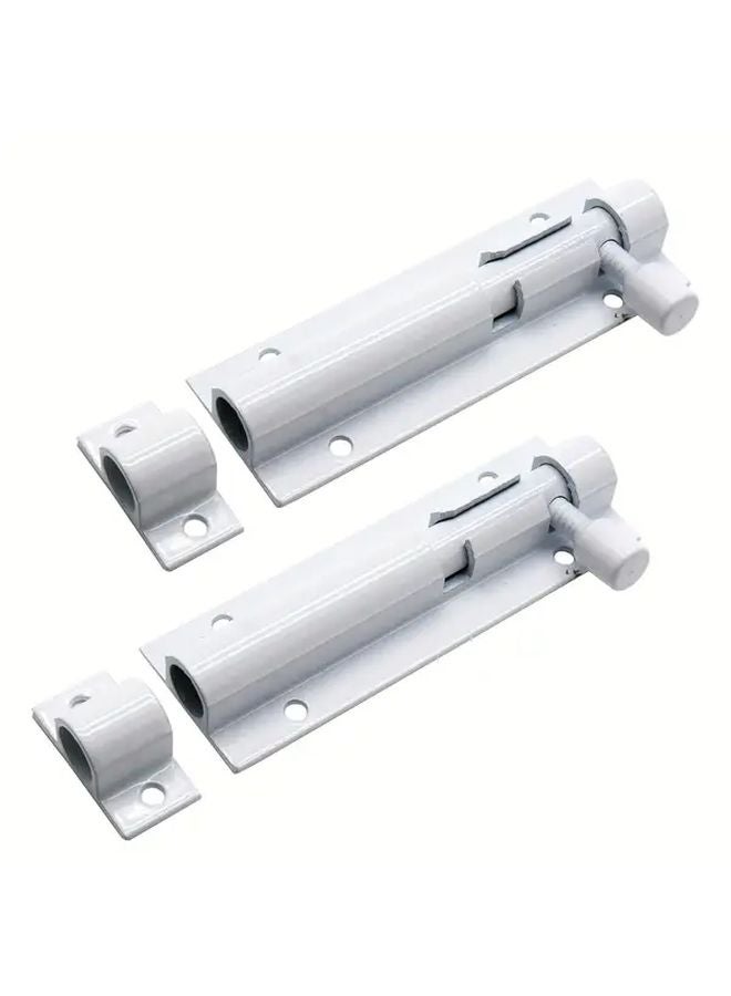 2pcs Heavy Duty Metal Slide Lock Keyless Entry 3 Inch White Black Sliding Door Lock - Image 1