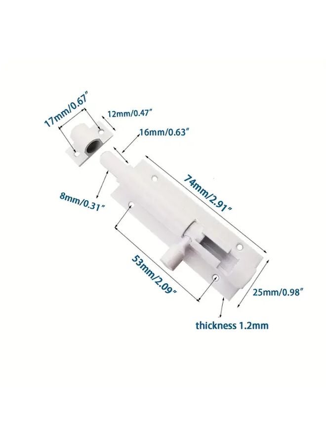 2pcs Heavy Duty Metal Slide Lock Keyless Entry 3 Inch White Black Sliding Door Lock - Image 4