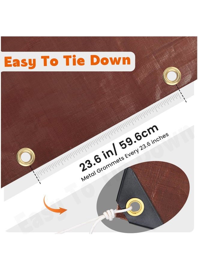 Keten Tarps Heavy Duty Waterproof 10X20 Feet, Extra Thick 16 Mil, Tear & Fade Resistant, 100% UV Blocking, Outdoor Tarp with Reinforced Grommets for Roof, Camping, Patio, Pool, Boat (Brown/Silver) - Image 4