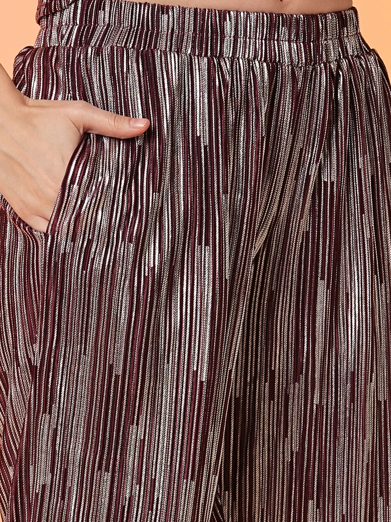 globus Women Striped Top & Trouser Co-Ord Set